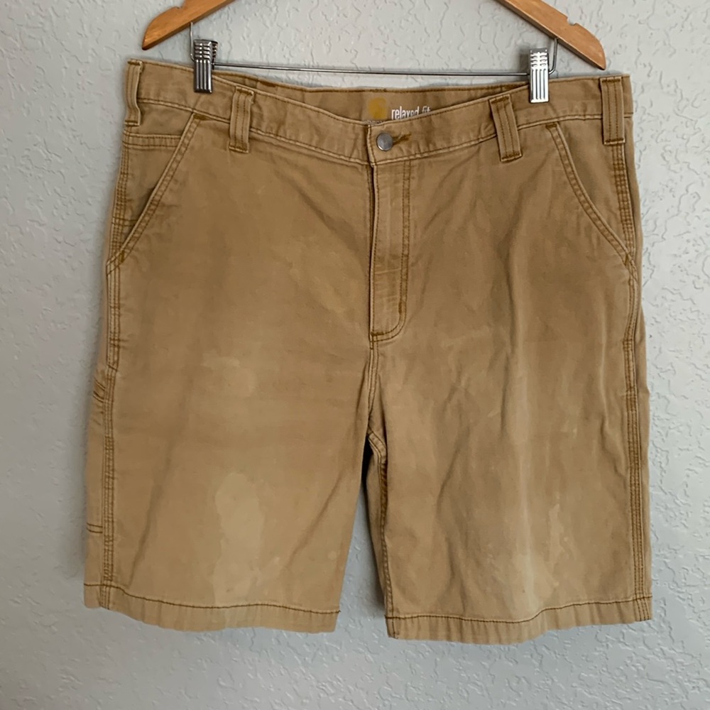 Carhartt Shorts Men's Size 40 Relaxed Fit Tan Beige Canvas Workwear